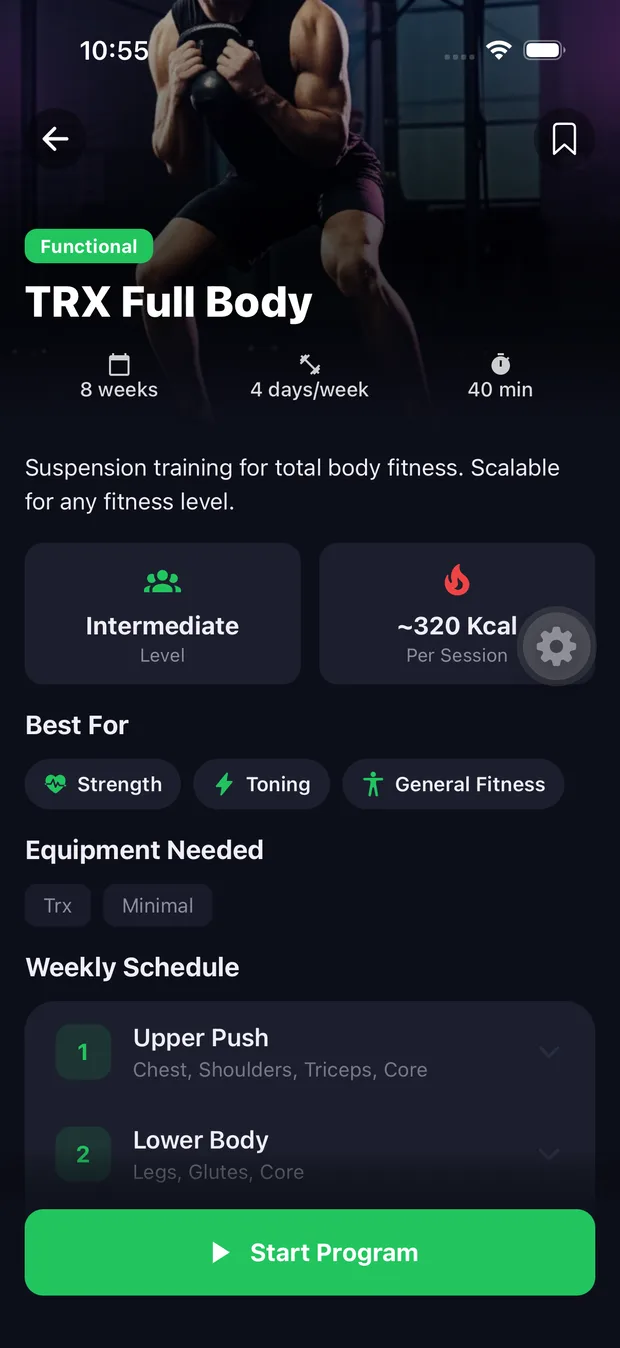 An eight-week TRX full-body training program in KYZO